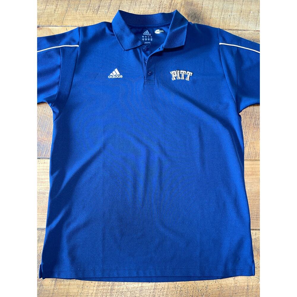 Mens Adidas Climacool Pitt Panthers Navy Blue Polo Shirt Logo Buttons‎ Size M